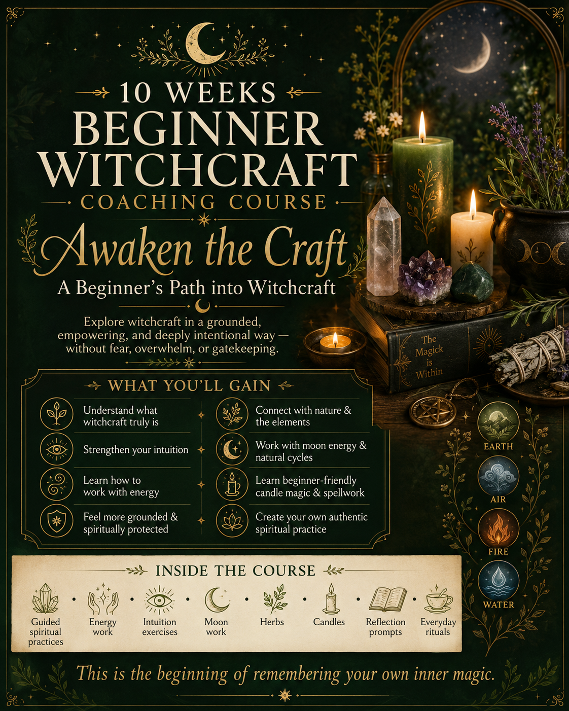 10 Weeks Beginner Witchcraft Coaching Course